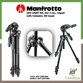 Manfrotto 290 LIGHT Kit, Alu 3 sec. tripod with foldable 3W head MK290LTA3-3W